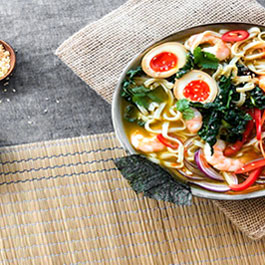 Japanese Ramen Noodles with Prawns