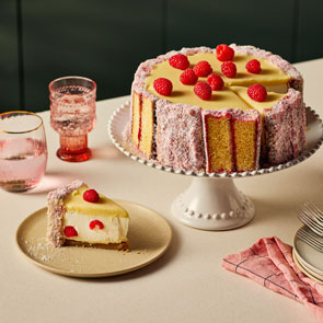 Lamington à la framboise et au chocolat blanc