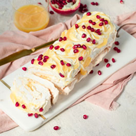 Marängrulle lemon curd och granatäpple