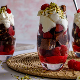 Potjes framboos en brownie